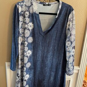 Lily Daisy Denim Women’s Tunic Top XL